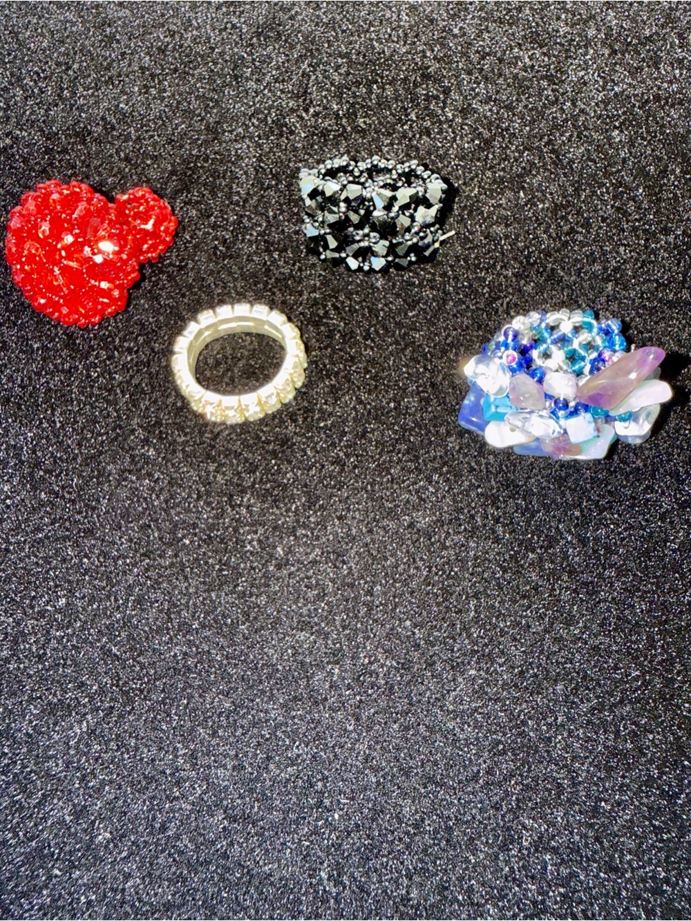 Assorted Beaded and Crystal stretchy rings